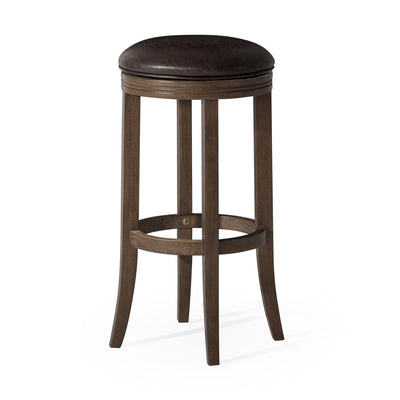 Maven Lane Eva Bar Stool in Walnut Finish with Vegan Leather (Open Box)