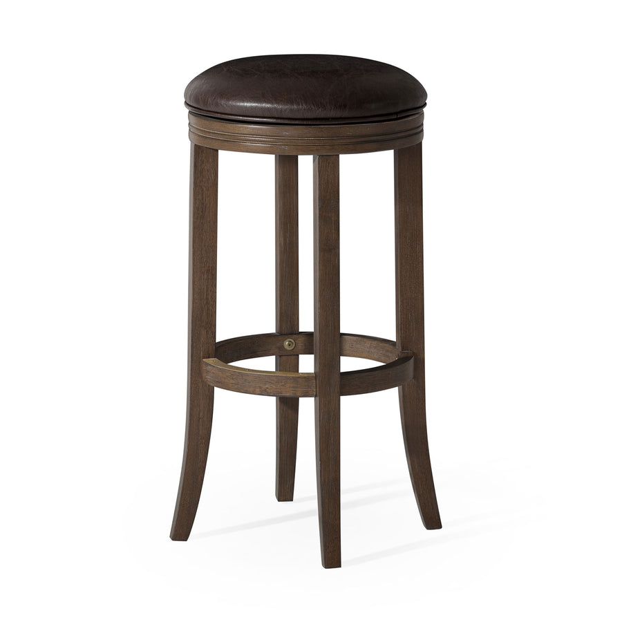 Maven Lane Eva Bar Stool in Walnut Finish w/Marksman Saddle Vegan Leather (Used) - VMInnovations