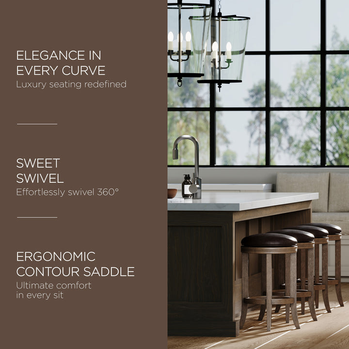 Maven Lane Counter Stool in Walnut Finish w/Marksman Vegan Leather(For Parts)