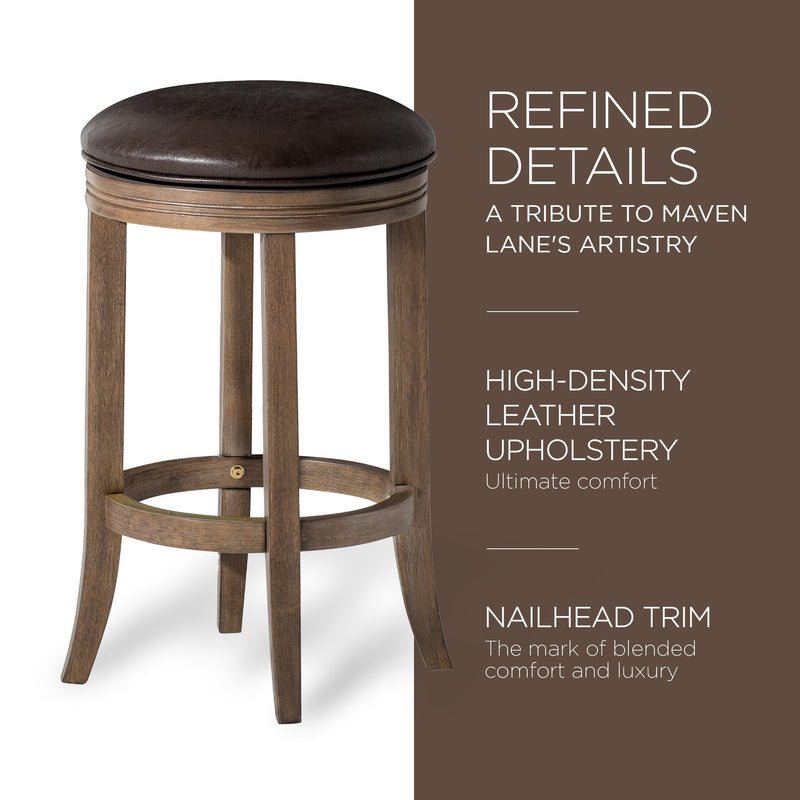 Maven Lane Eva Counter Stool in Walnut Finish with Vegan Leather (Used)