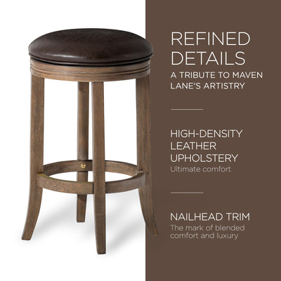 Maven Lane Eva Counter Stool in Walnut Finish with Vegan Leather (Used) - VMInnovations