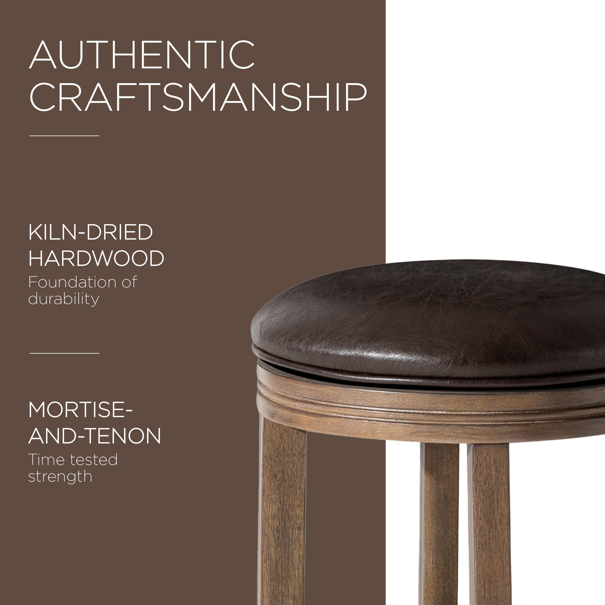 Maven Lane Eva Counter Stool in Walnut Finish with Vegan Leather (Used) - VMInnovations