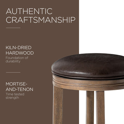 Maven Lane Eva Counter Stool in Walnut Finish with Vegan Leather (Used) - VMInnovations