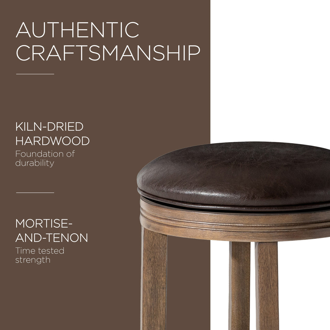 Maven Lane Counter Stool in Walnut Finish w/Marksman Vegan Leather(For Parts)