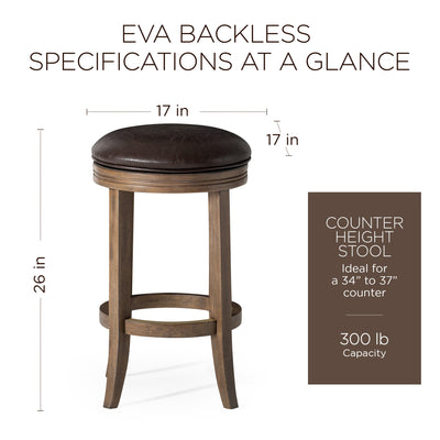 Maven Lane Eva Counter Stool in Walnut Finish with Vegan Leather (Used) - VMInnovations