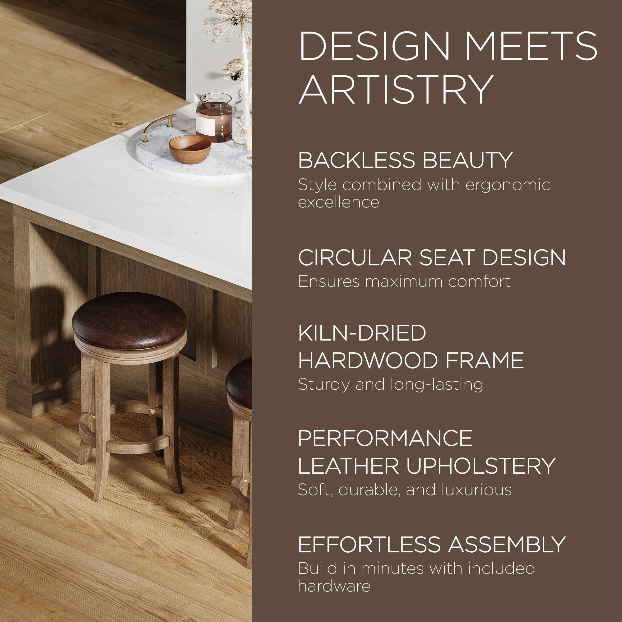 Maven Lane Counter Stool in Walnut Finish w/Marksman Vegan Leather(For Parts) - VMInnovations