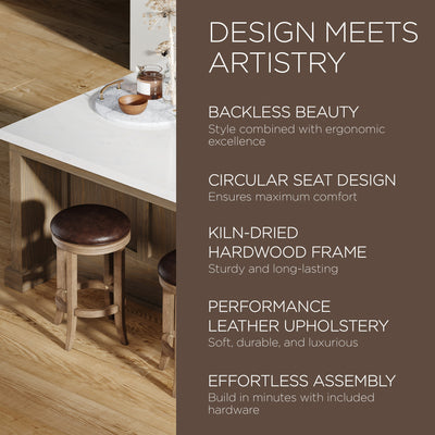 Maven Lane Counter Stool in Walnut Finish w/Marksman Vegan Leather (Open Box) - VMInnovations