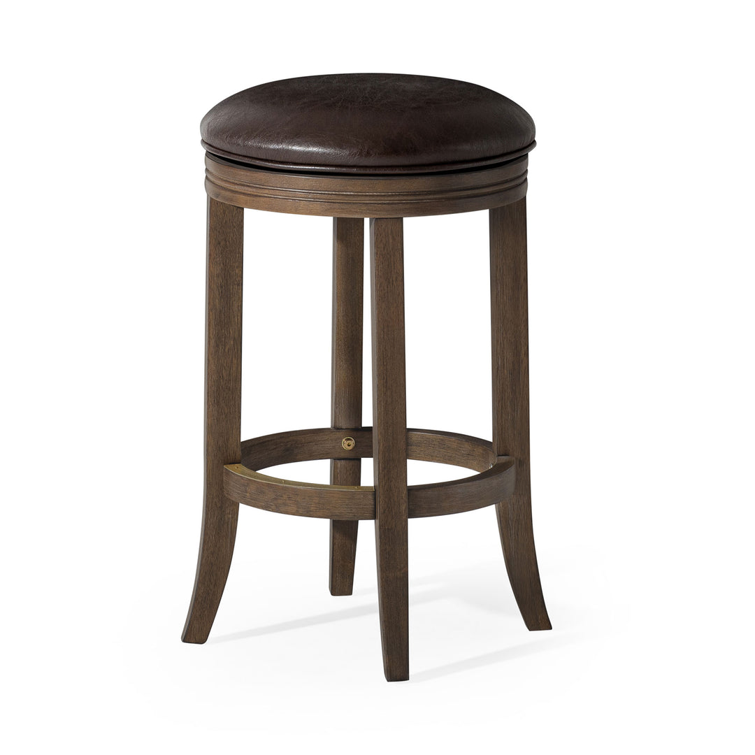 Maven Lane Eva Counter Stool in Walnut Finish with Marksman Saddle Vegan Leather - VMInnovations