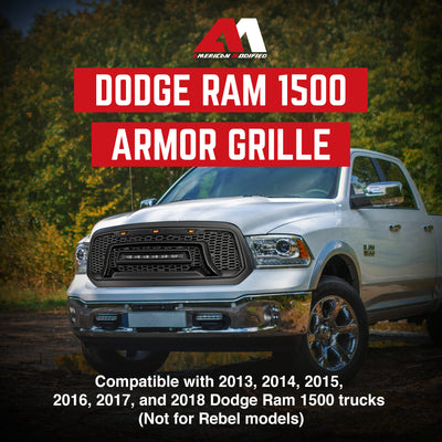 AMERICAN MODIFIED Armor Grille w/Off Road Lights for 13-18 Dodge Ram 1500 (Used) - VMInnovations