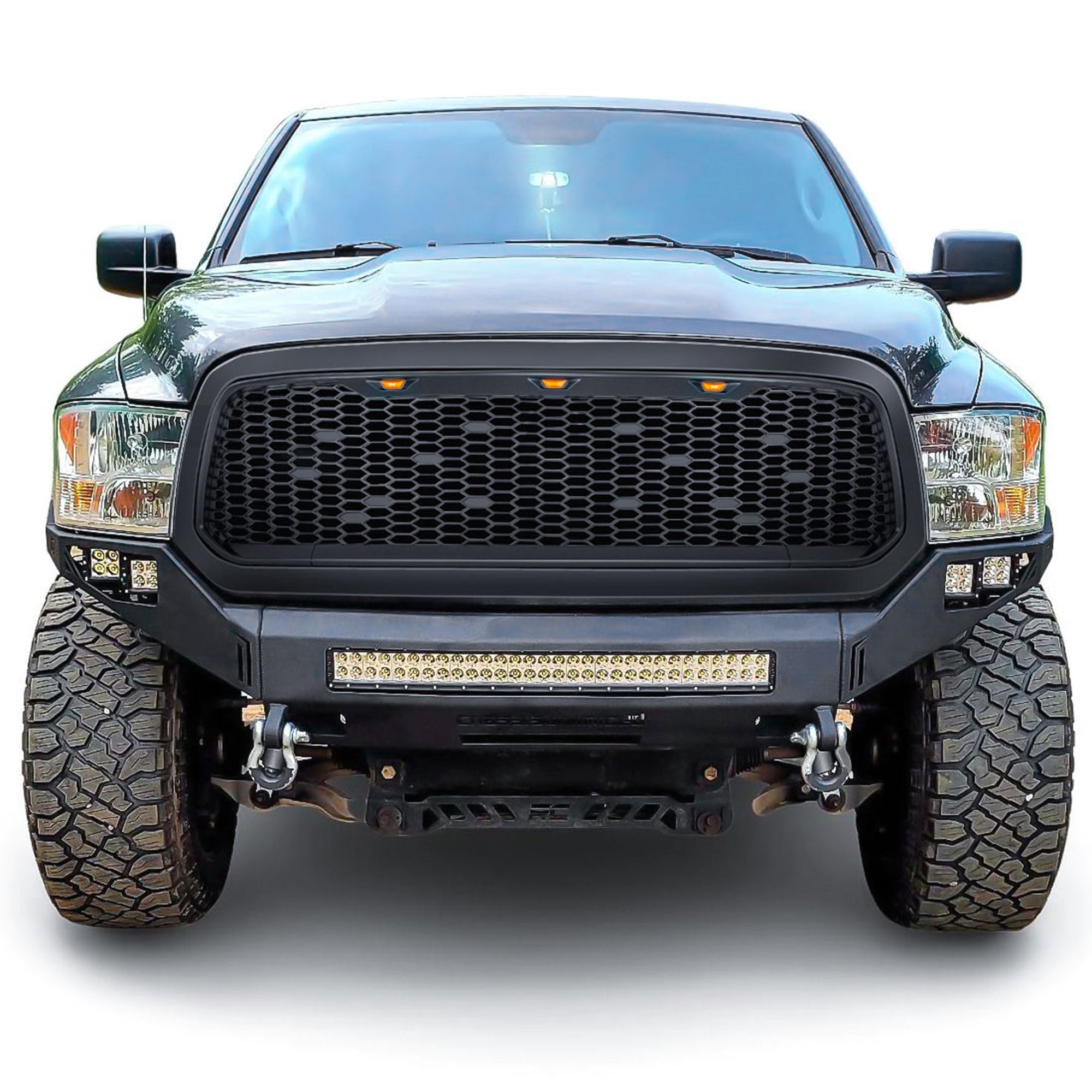 AMERICAN MODIFIED Mesh Grille with Amber Lights for 13-18 Dodge Ram 1500 (Used) - VMInnovations