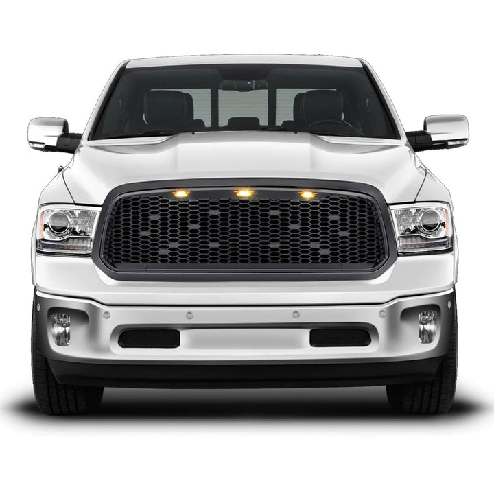 AMERICAN MODIFIED Mesh Grille with Amber Lights for 2013-2018 Dodge Ram 1500