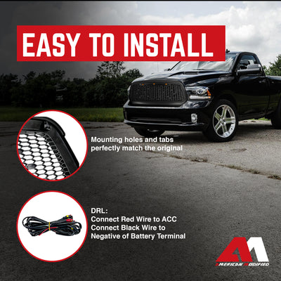 AMERICAN MODIFIED Mesh Grille with Amber Lights for 13-18 Dodge Ram 1500 (Used) - VMInnovations