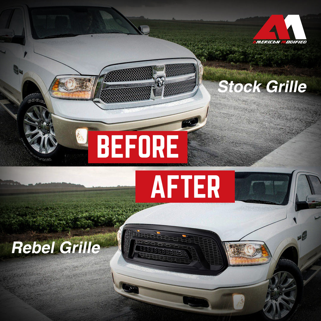 Rebel Grille with Amber Lights for 2013-2018 Dodge Ram 1500 (Open Box)