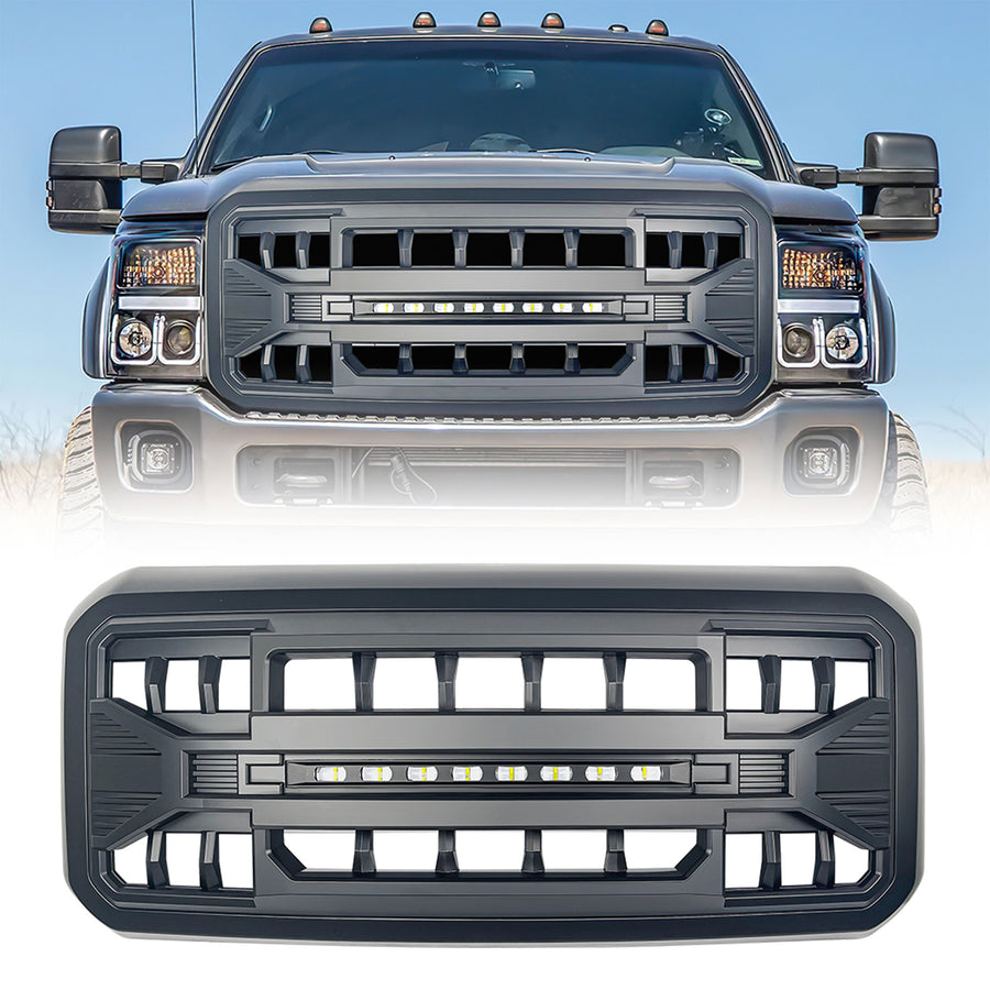 AMERICAN MODIFIED Armor Grille w/Off Road Lights,11-16 Ford Super Duty(Open Box) - VMInnovations