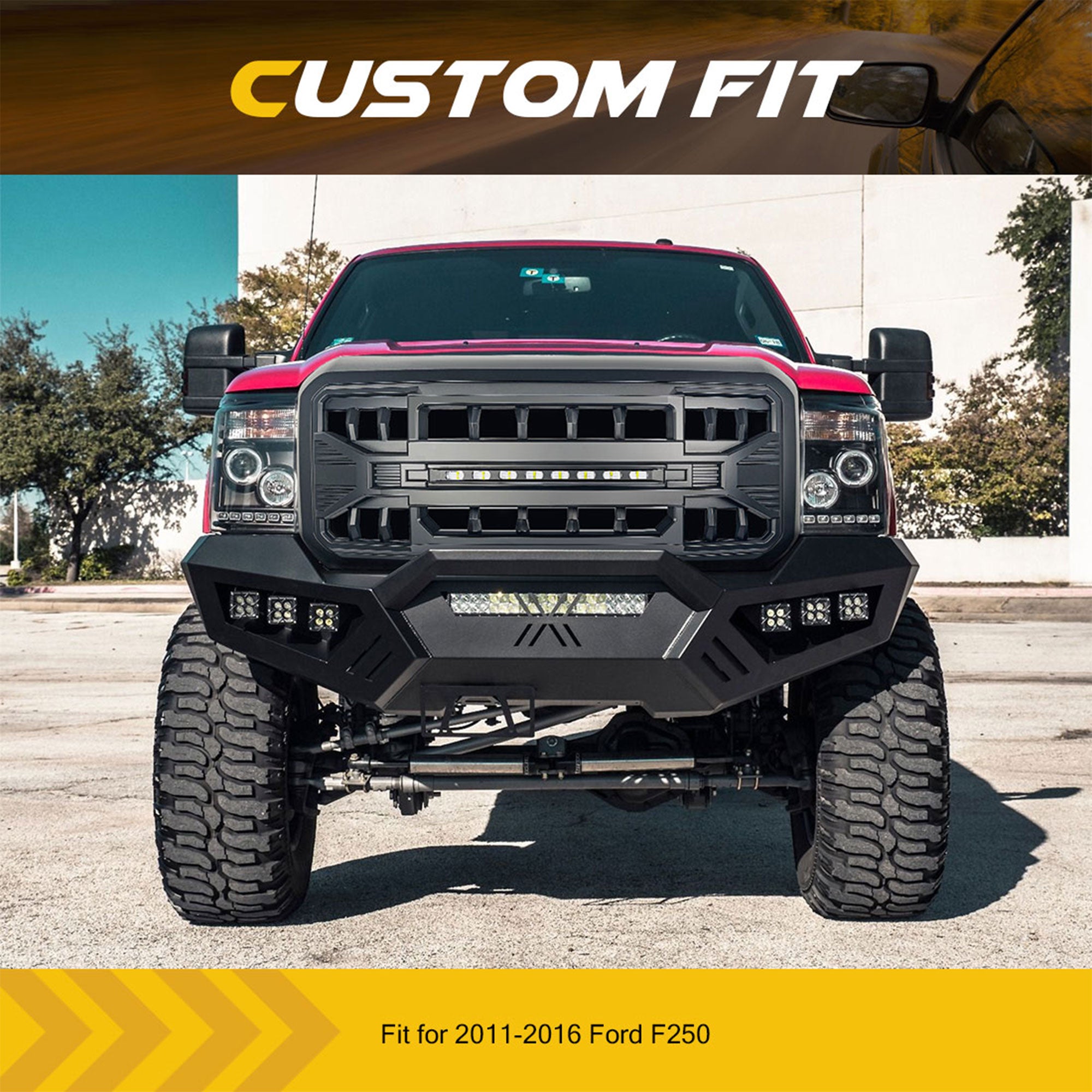 AMERICAN MODIFIED Armor Grille w/Off Road Lights,11-16 Ford Super Duty(Open Box) - VMInnovations