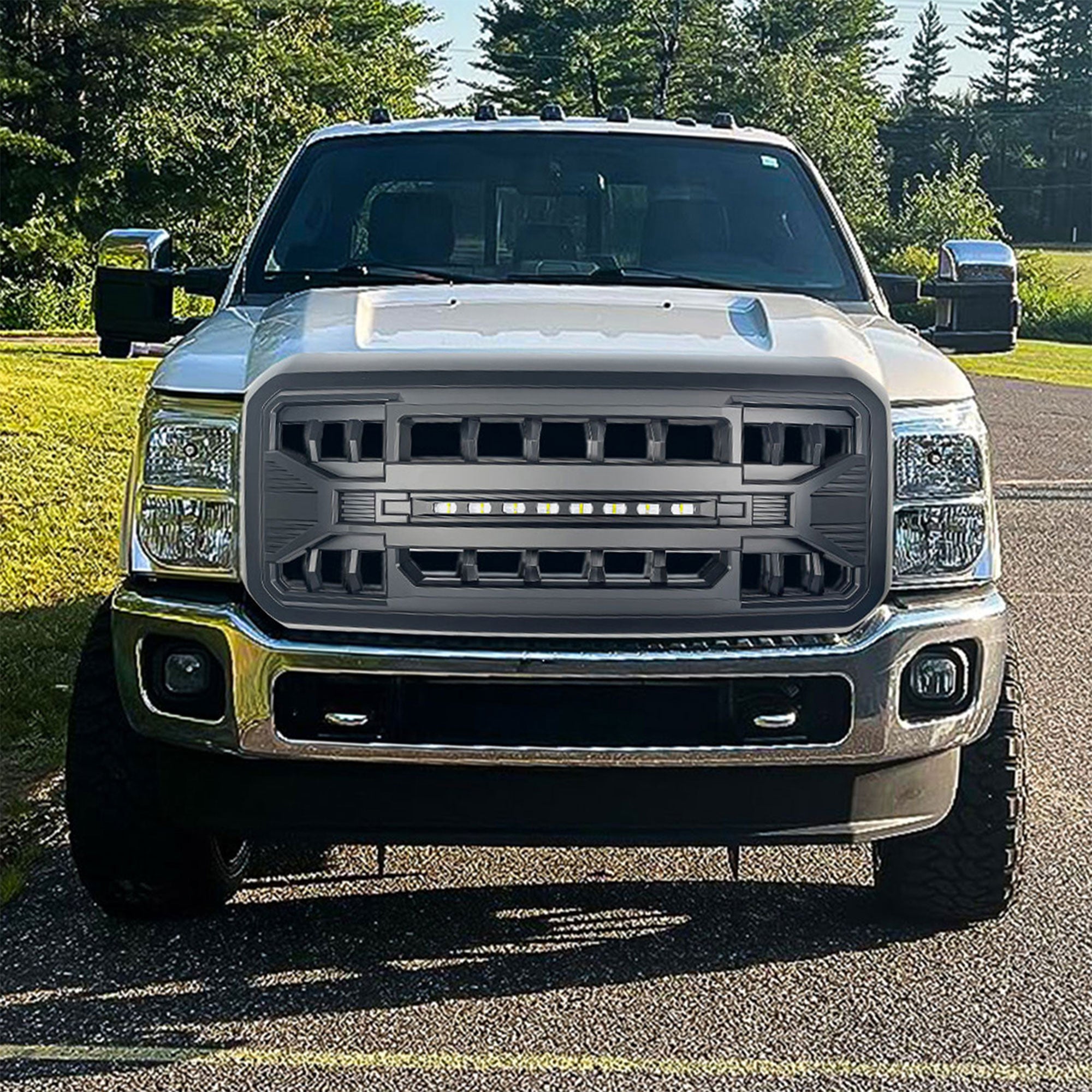 AMERICAN MODIFIED Armor Grille with Off Road Lights for 11-16 Ford Super Duty - VMInnovations