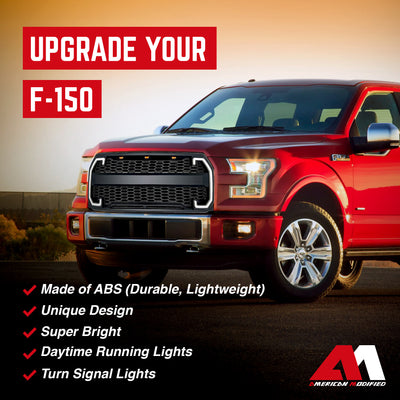 AMERICAN MODIFIED Raptor Style Mesh Grille w/Turn Lights for 2015-2017 Ford F150 - VMInnovations