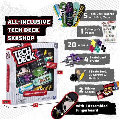 Tech Deck Sk8shop Fingerboard Skateboard Toy Bonus Pack, Multicolor (Open Box) - VMInnovations