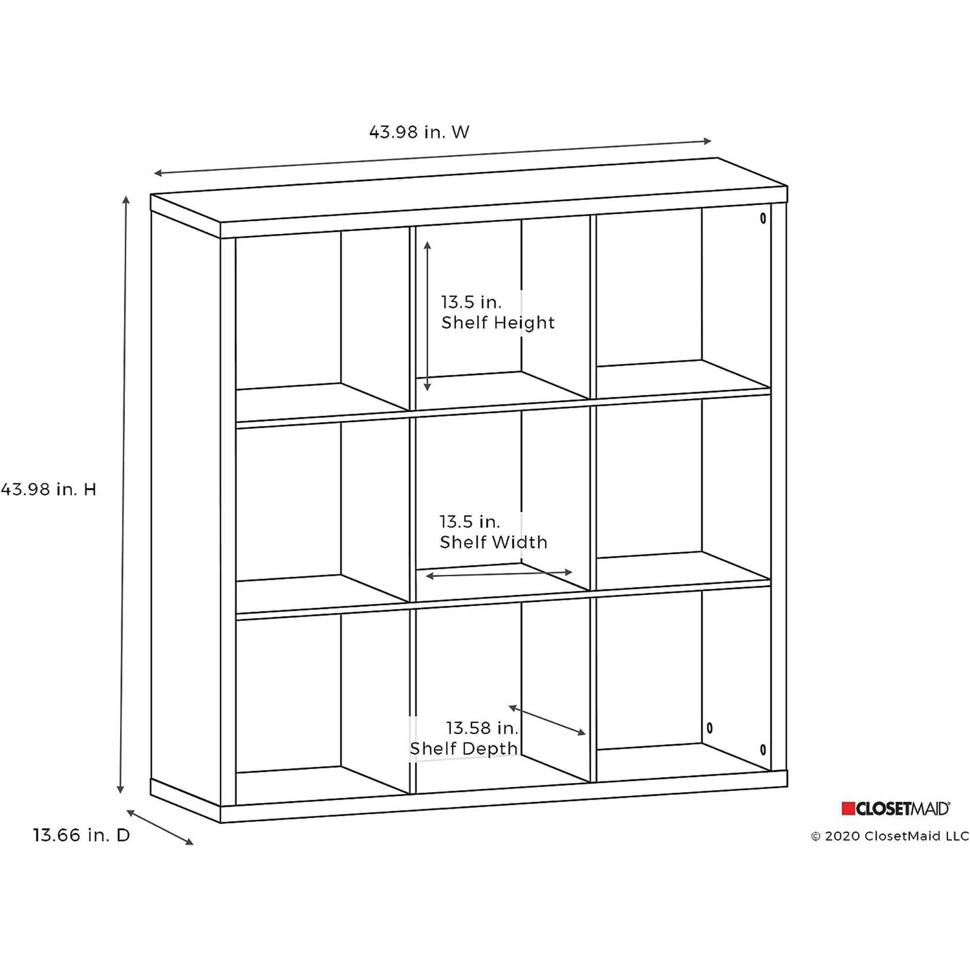 ClosetMaid 9 Cube Storage Shelf Bookshelf Home Organizer with Back Panel, Black - VMInnovations