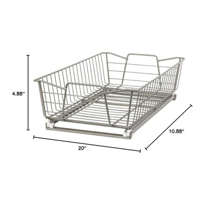 ClosetMaid 11" Wide Kitchen Single Tier Cabinet Pull Out Basket,Nickel(Open Box) - VMInnovations