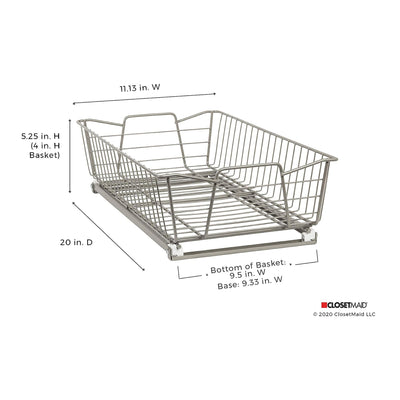 ClosetMaid 11" Wide Kitchen Single Tier Cabinet Pull Out Basket,Nickel(Open Box) - VMInnovations
