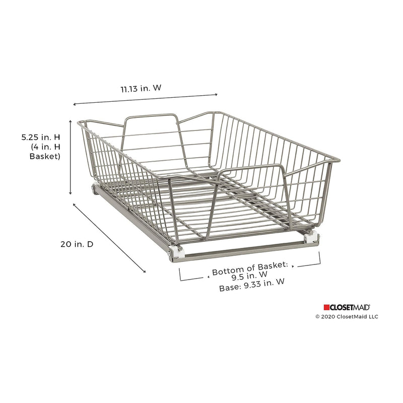 ClosetMaid 11" Wide Kitchen Single Tier Cabinet Pull Out Basket,Nickel(Open Box)