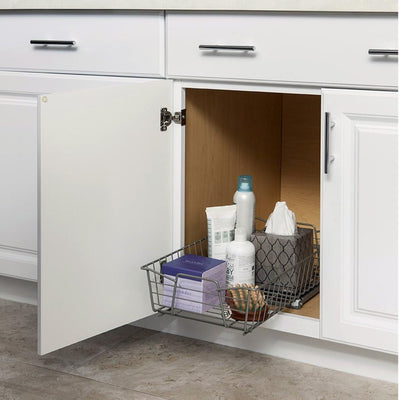 ClosetMaid 11" Wide Kitchen Single Tier Cabinet Pull Out Basket,Nickel(Open Box) - VMInnovations