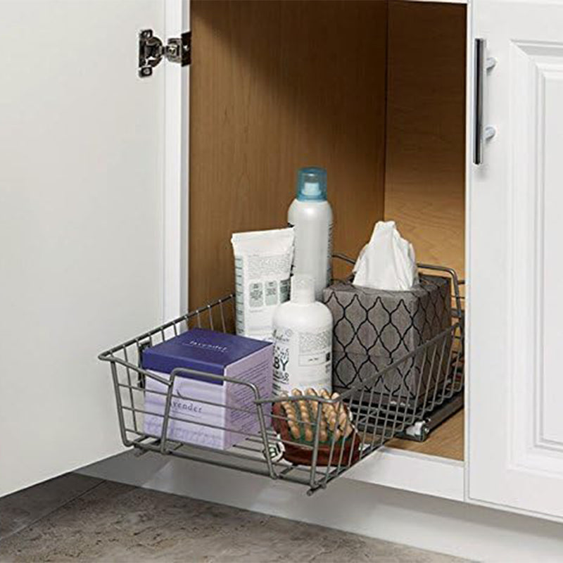 ClosetMaid 11 Inch Wide Kitchen Single Tier Cabinet Pull Out Basket, Nickel