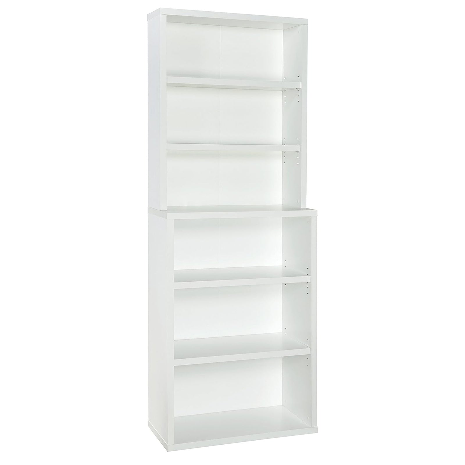 ClosetMaid 6 Tier Bookshelf with Adjustable Shelves and Closed Back Panel, White - VMInnovations