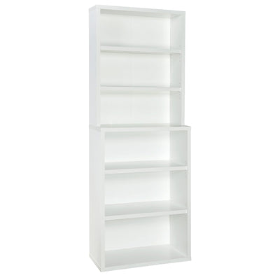 ClosetMaid 6 Tier Bookshelf with Adjustable Shelves and Closed Back Panel, White - VMInnovations