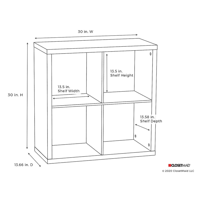 ClosetMaid 4 Storage Shelf Bookshelf Home Organizer w/Back Panel, Gray(Open Box)