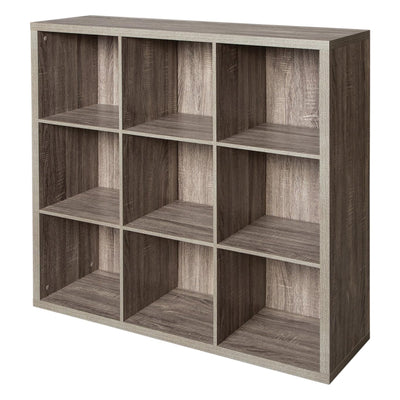 ClosetMaid 9 Cube Storage Shelf Bookshelf Home Organizer with Back Panel, Gray - VMInnovations
