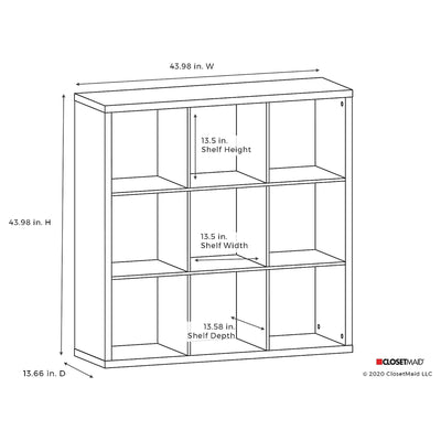 ClosetMaid 9 Cube Storage Shelf Bookshelf Home Organizer with Back Panel, Gray - VMInnovations