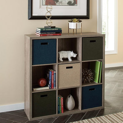 ClosetMaid 9 Cube Storage Shelf Bookshelf Home Organizer with Back Panel, Gray - VMInnovations