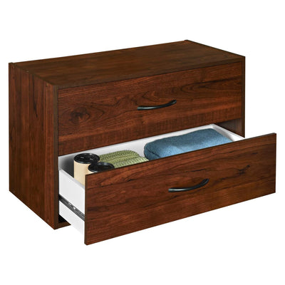 ClosetMaid Stackable 2 Drawer Wooden Horizontal Organizer, Dark Cherry (Used) - VMInnovations