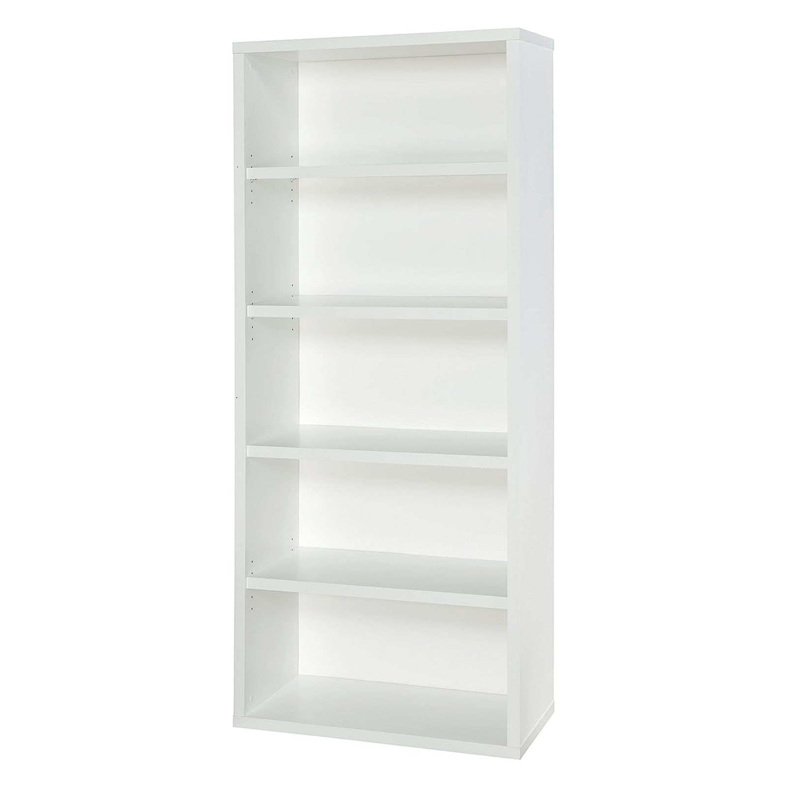 ClosetMaid 5 Tier Bookshelf with Adjustable Shelves and Closed Back Panel, White - VMInnovations