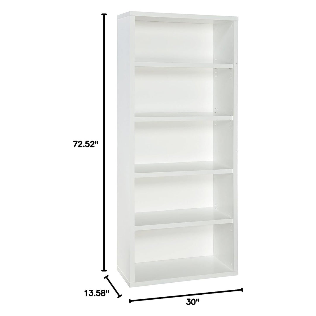 ClosetMaid 5 Tier Bookshelf w/Adjustable Shelves & Closed Back, White(For Parts)