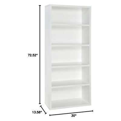 ClosetMaid 5 Tier Bookshelf with Adjustable Shelves, White (Used)