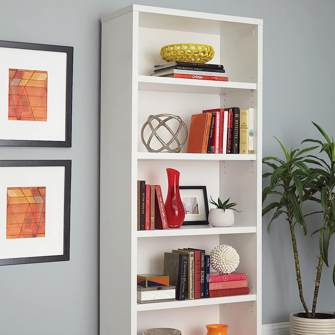 ClosetMaid 5 Tier Bookshelf w/Adjustable Shelves & Closed Back, White(For Parts)