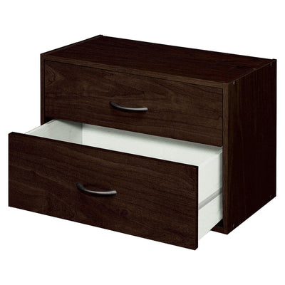 ClosetMaid Stackable 2 Drawer Wooden Storage Organizer, Espresso (For Parts) - VMInnovations
