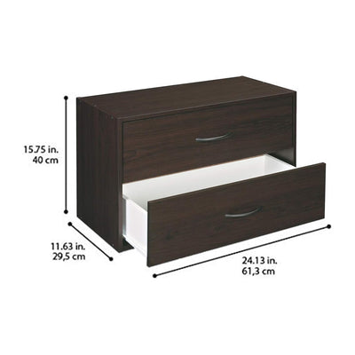 ClosetMaid Stackable 2 Drawer Wooden Horizontal Storage , Espresso (Open Box)