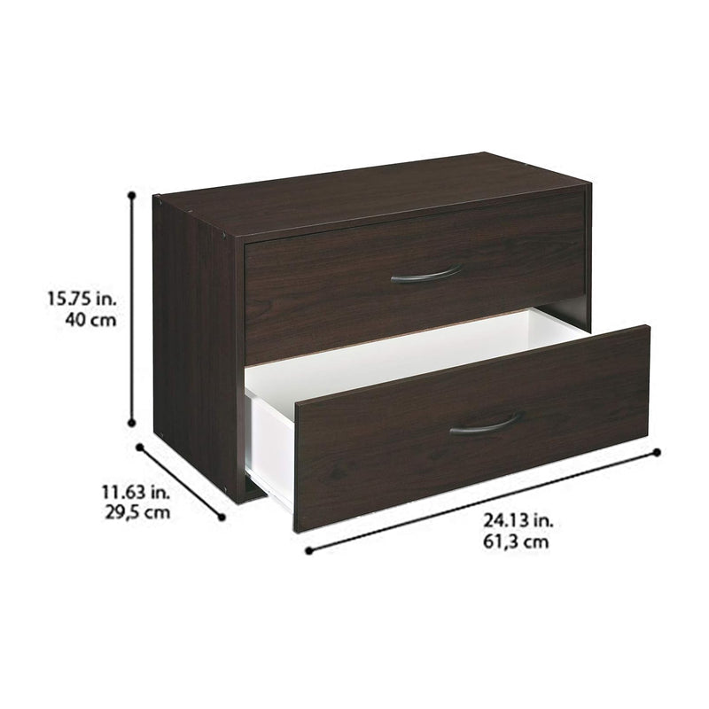 ClosetMaid Stackable 2 Drawer Wooden Horizontal Storage , Espresso (Open Box)