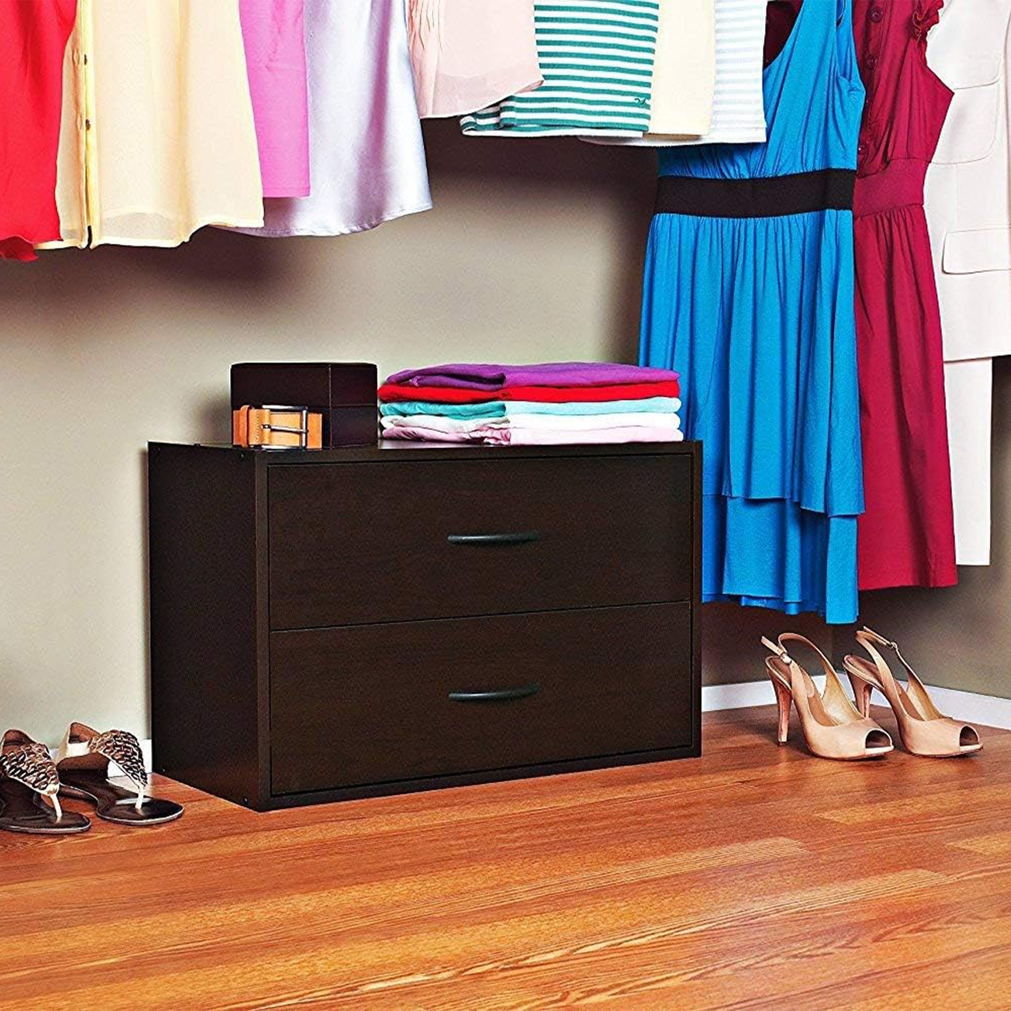 ClosetMaid Stackable 2 Drawer Wooden Horizontal Storage Organizer, Espresso - VMInnovations