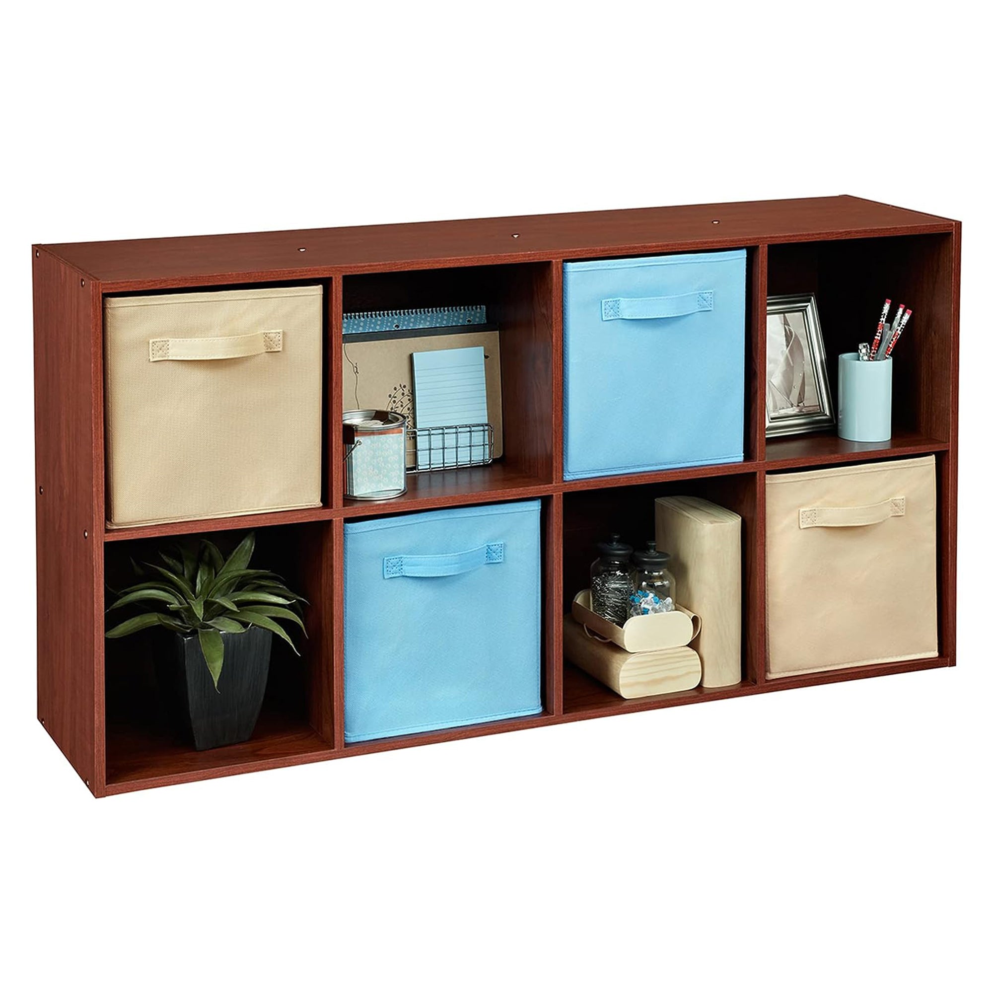 ClosetMaid 8 Cube Cubby Wood Open Bookcase Display Shelf Organizer, Dark Cherry - VMInnovations