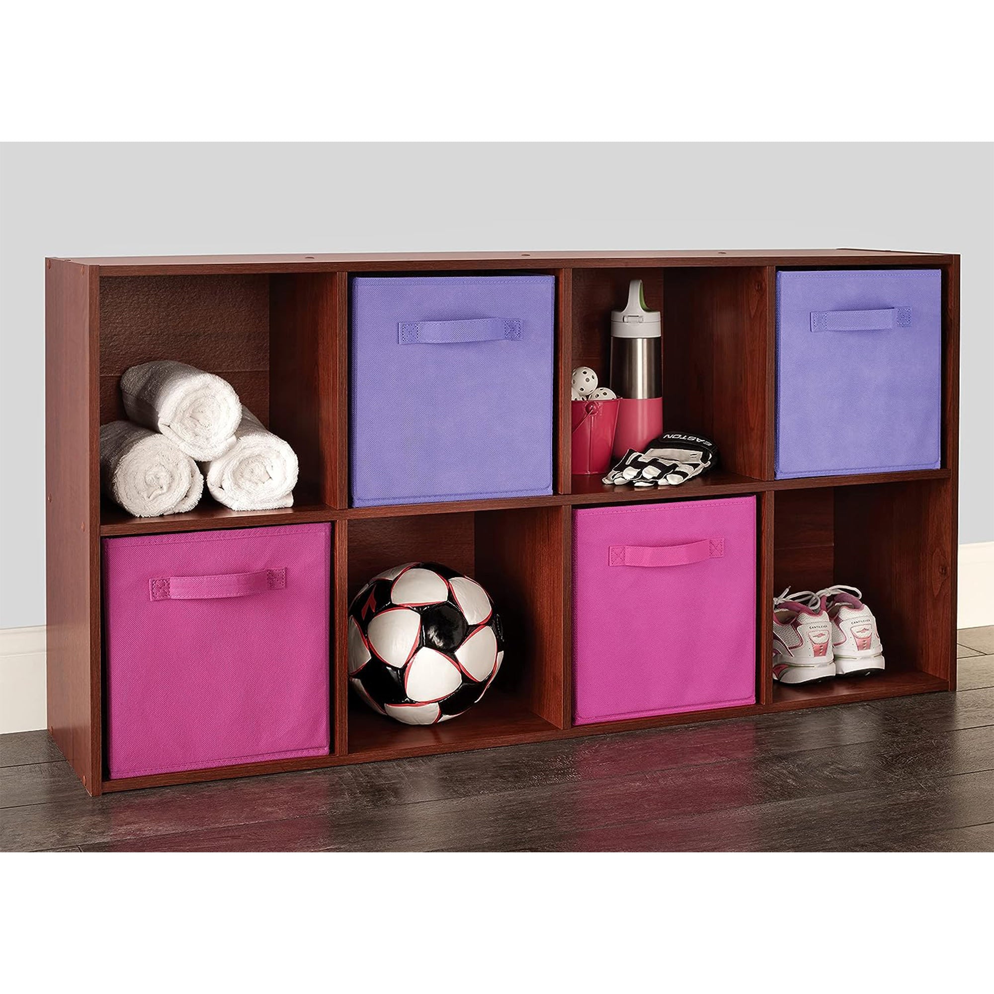ClosetMaid 8 Cube Cubby Wood Open Bookcase Display Shelf Organizer, Dark Cherry - VMInnovations