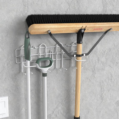 ClosetMaid Steel Broom and Mop Holder with Wall or Door Mount, White (Open Box) - VMInnovations