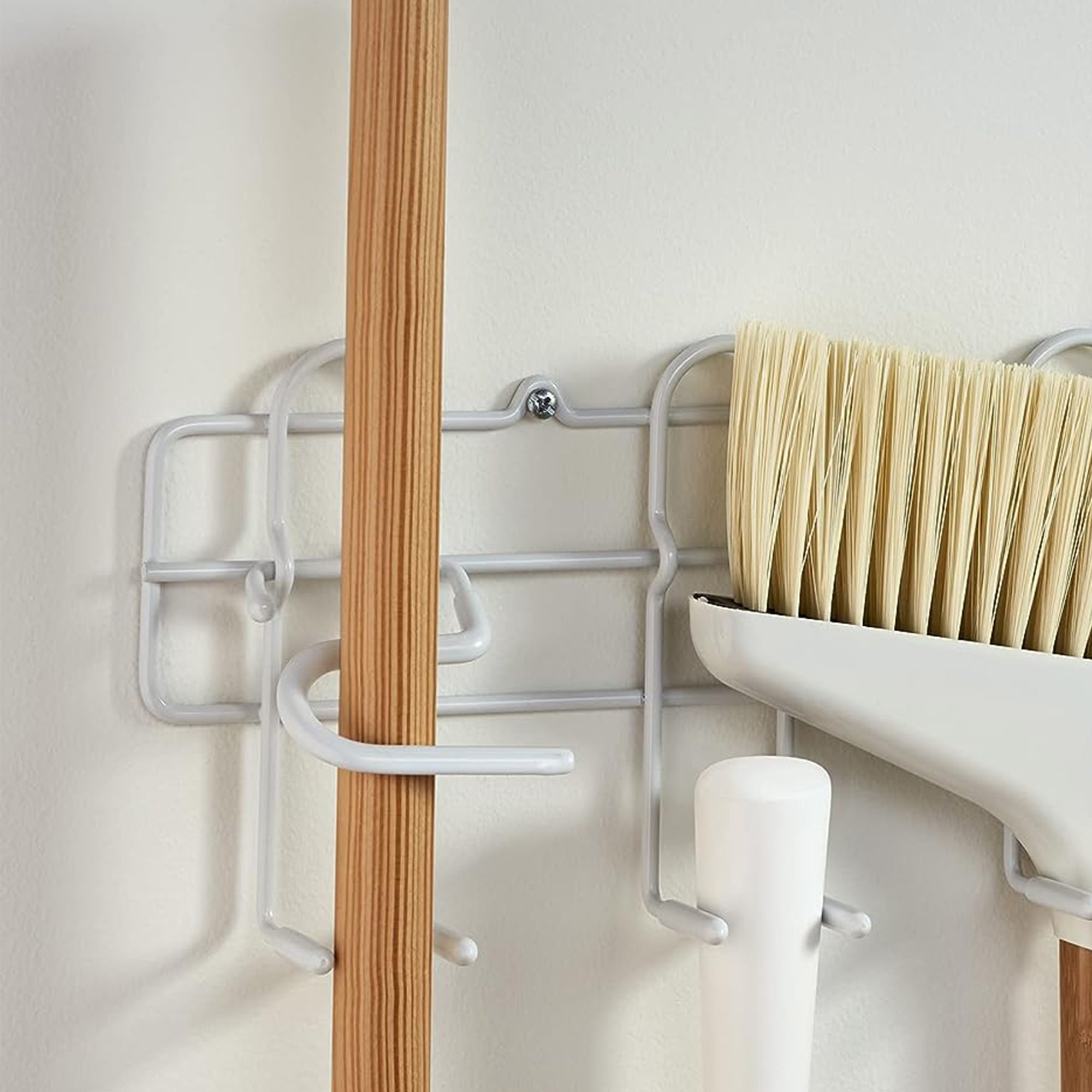 ClosetMaid Steel Broom and Mop Holder with Wall or Door Mount, White (Open Box) - VMInnovations