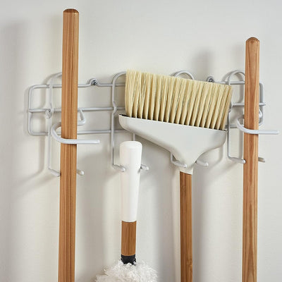 ClosetMaid Steel Broom and Mop Holder with Wall or Door Mount, White (Open Box) - VMInnovations