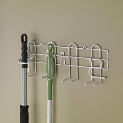 ClosetMaid Steel Broom and Mop Holder with Wall or Door Mount, White (Open Box) - VMInnovations