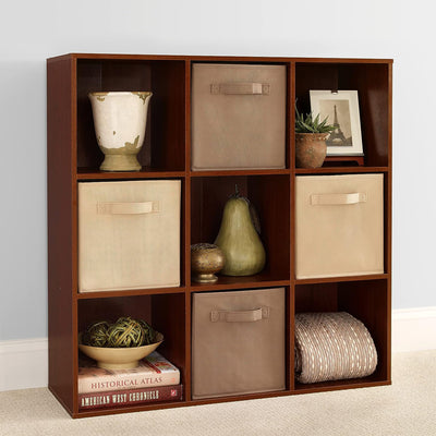 ClosetMaid 9 Cube Cubby Wood Open Bookcase Display Shelf Organizer, Dark Cherry - VMInnovations